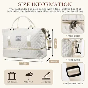 【local shipping】Unisex Sporty Quilted Design Solid Color DurableTravel Bag, Traveling Bag, Casual Large CapacityCrossbody Bag, Trendy Carry on Weekender Bagfor Travel & Gym & Outing Use，Travel Duffel Bag,Sports Tote Gym Bag