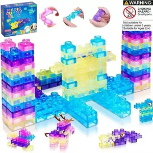 Jelly Block Building Set, 40 Soft Sensory Stacking Blocks, Safe Touch Learning Toy for Kids Aged 3+, Creative Stem Gift