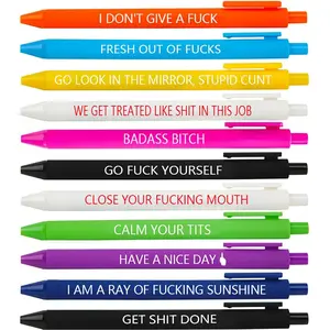 11Pcs Funny Adult Ballpoint Pen Set, Premium Days of The Week Swear Cuss Word Pens for Office Gifts, Novelty Pens for Corworkers Mixed color, Funny Teacher Pens, Prank gift for colleagues