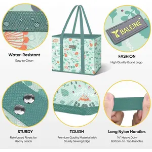 3-Pack Reusable Grocery Bags – Heavy-Duty Foldable Shopping Totes with Reinforced Bottom, Extra-Long Handles & Water-Resistant Fabric – Compact Eco-Friendly Bags for Groceries, Travel, or Market Trips