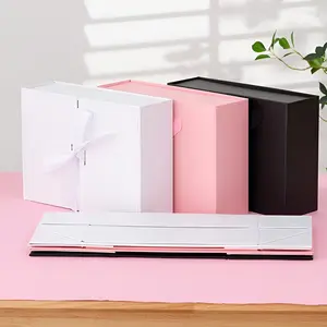 Ribbon Dual-Door Bow Folding Box, Christmas Gift Box, Empty Box, One-Piece Magnetic Flip Cover, High-End Storage Box, Handbag Gift Box, Elegant Gift Box, Gift Box Packaging