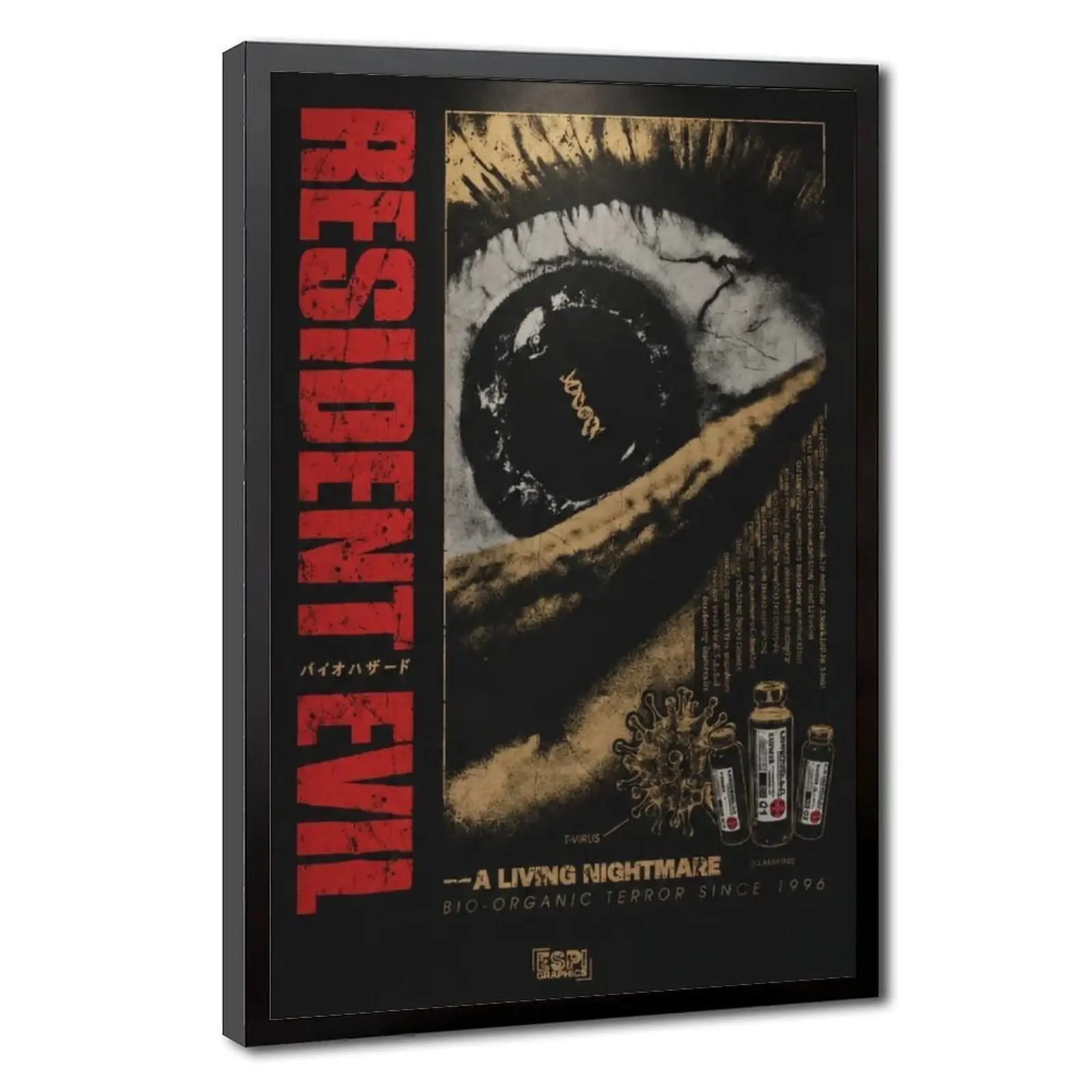 Resident Evil (1996) Original Nightmare Unframed Poster - Umbrella Corp Laboratory Schematic Art Print - Classic PlayStation Horror Game Wall Decor, Canvas Wall Art Print, Dark Horror Game Poster for Bed