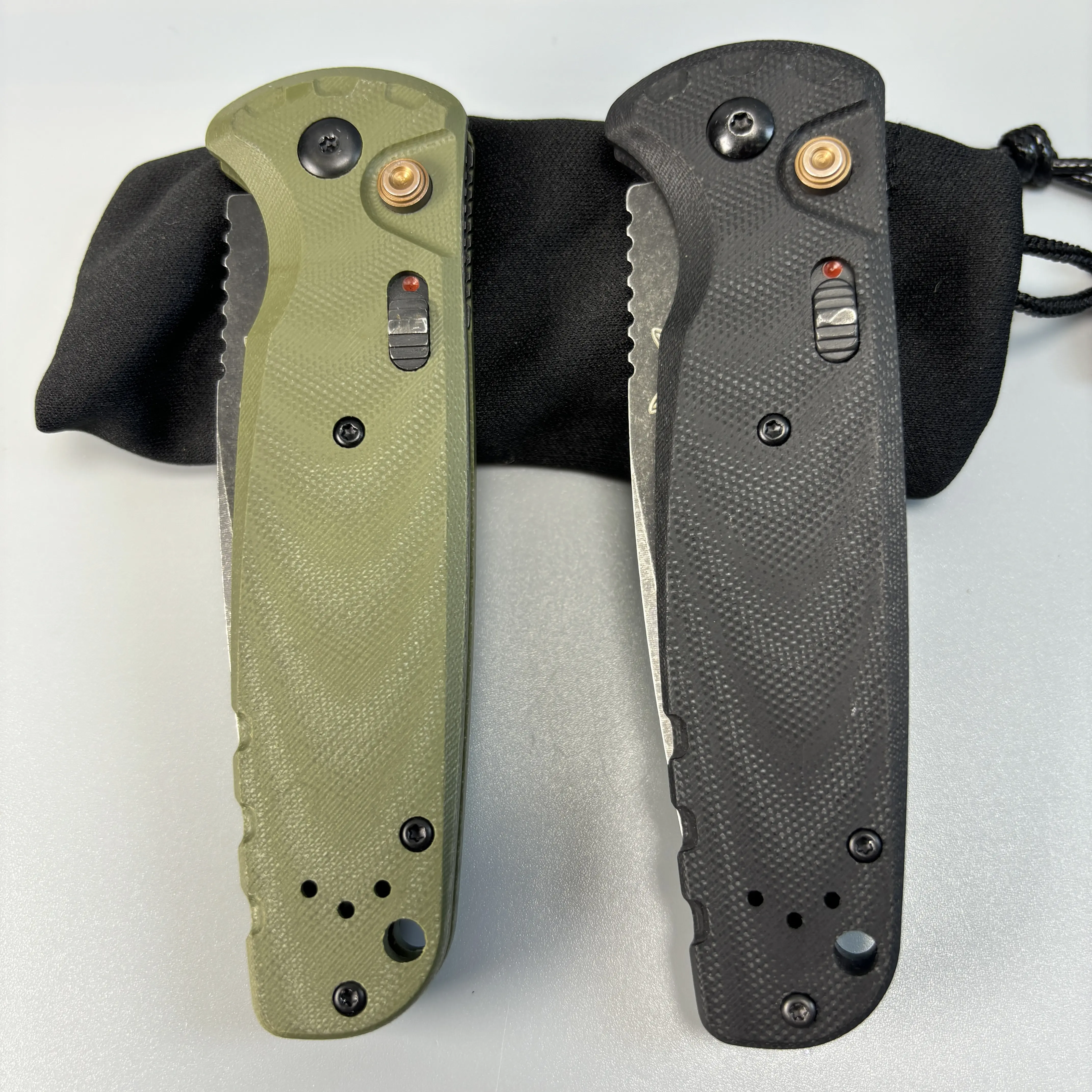 Unisex Tactical Folding Knife - G10 Handle EDC Pocket Knife with Crossbar Lock, Gold Deep Carry Clip, 1-Hand Open, Compact Fold, Hand-Finished Unique Camping Gear for Outdoor Camping, Black/OD Green