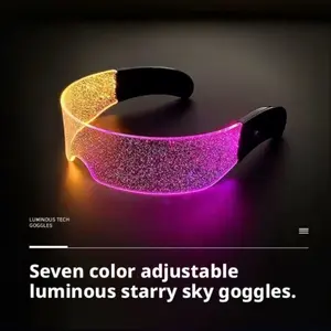 New LED Colorful Future Tech Glowing Glasses Cyberpunk Music Festival Nightclub Bar Hip Hop Tiktok, Unisex Fashion Accessory