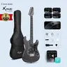 Enya Music 0-Gear Rocker Xmari Smart Electric Guitar - Carbon Fiber Body, Alnico Pickups w/Coil-Split Switch, Built-in DSP Effects, 4 Presets, USB-C OTG Recording, Headphone Output, Gig Bag, Strap, Cable, Picks, 24-Hour Shipping, 2-Year Warranty