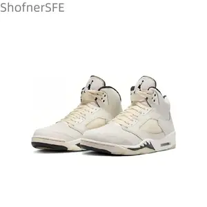 Beige Retro Anti-Slip Wear-Resistant Vintage Basketball Shoes for Men Comfortable and Durable