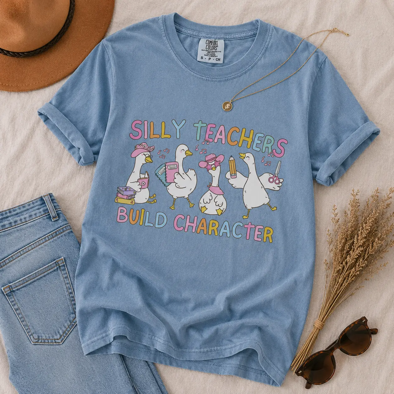 Comfort Colors Silly Teacher Goose T-Shirt, Silly Goose Teacher, Cute Back to School Tee, Teacher Silly Goose, Funny Teacher Tee Elementary - Printfamily
