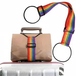 2pack Multi Use Strong Adjustable Luggage Connector Straps For Suitcases Rainbow Travel Straps Secure Organize Anti Theft Straps