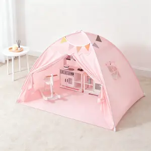 Kids Full Size Bed Canopy Tent - Indoor Under Bunk Privacy Sleeping Space for Girls & Boys, Pink Dream Bedroom Tent, Ideal Gifts.