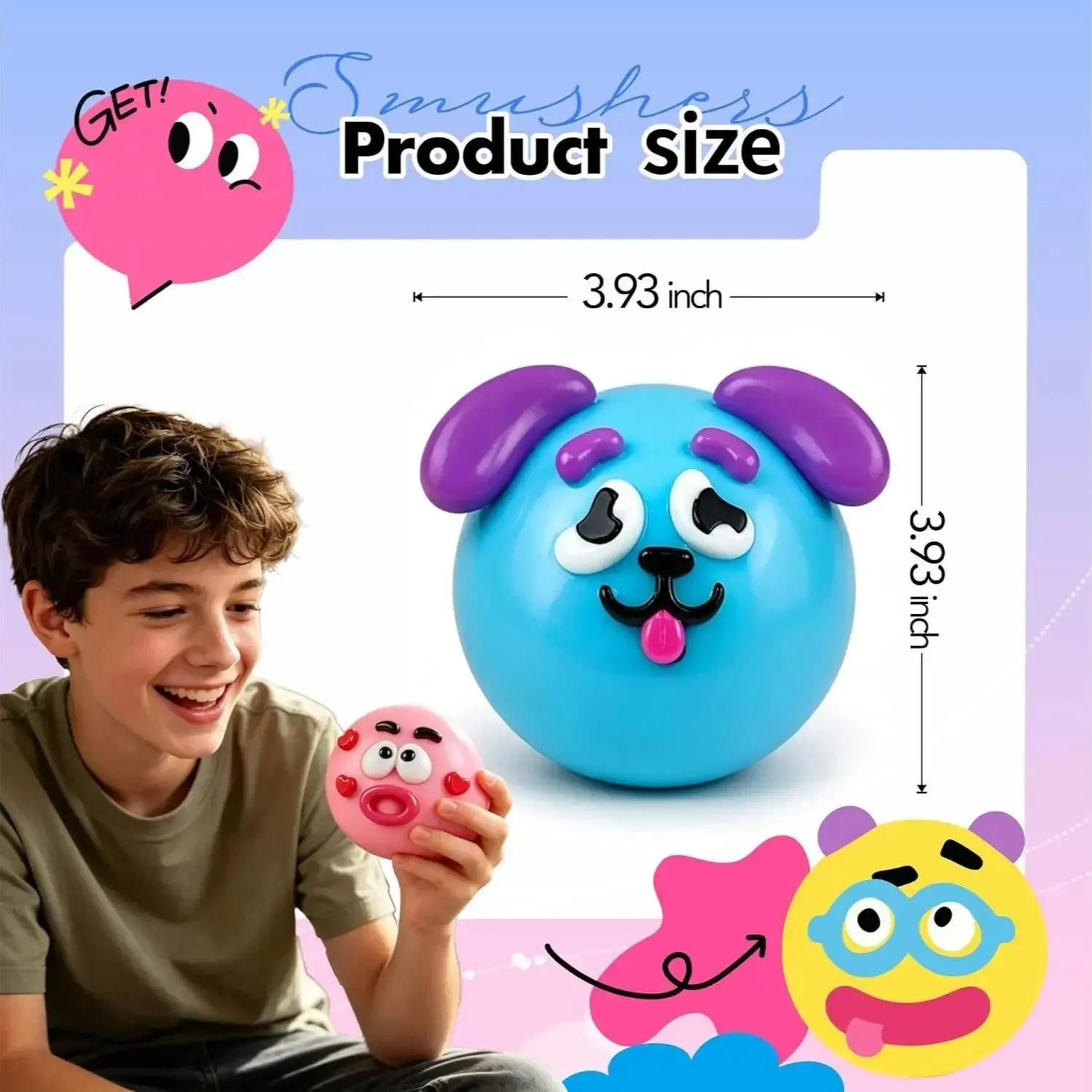 1pc Funny Dog Face Swap Squishy Toy, Cute Puppy Smushers Slow Rising Squeeze Sensory Fidget for Stress Relief, Kids Adults Office Desk Gag Gift, Easter Basket Stuffers Birthday Gift