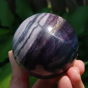 2.5in 399g Silky Fluorite Crystal Sphere, Purple Blue Fluorite