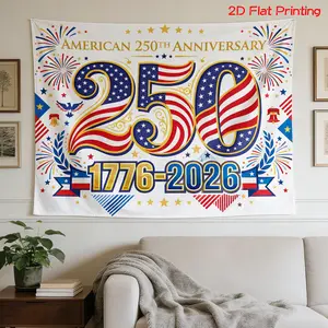 2D Flat - 2D Flat - A Flat Printed Backdrop Featuring a Patriotic Design for The 250Th Anniversary Celebration from 1776 to 2026, Complete with Fireworks. Ideal for Photography, Holiday Gifts, Party Decorations, Home Decor, And Studio Enhancements