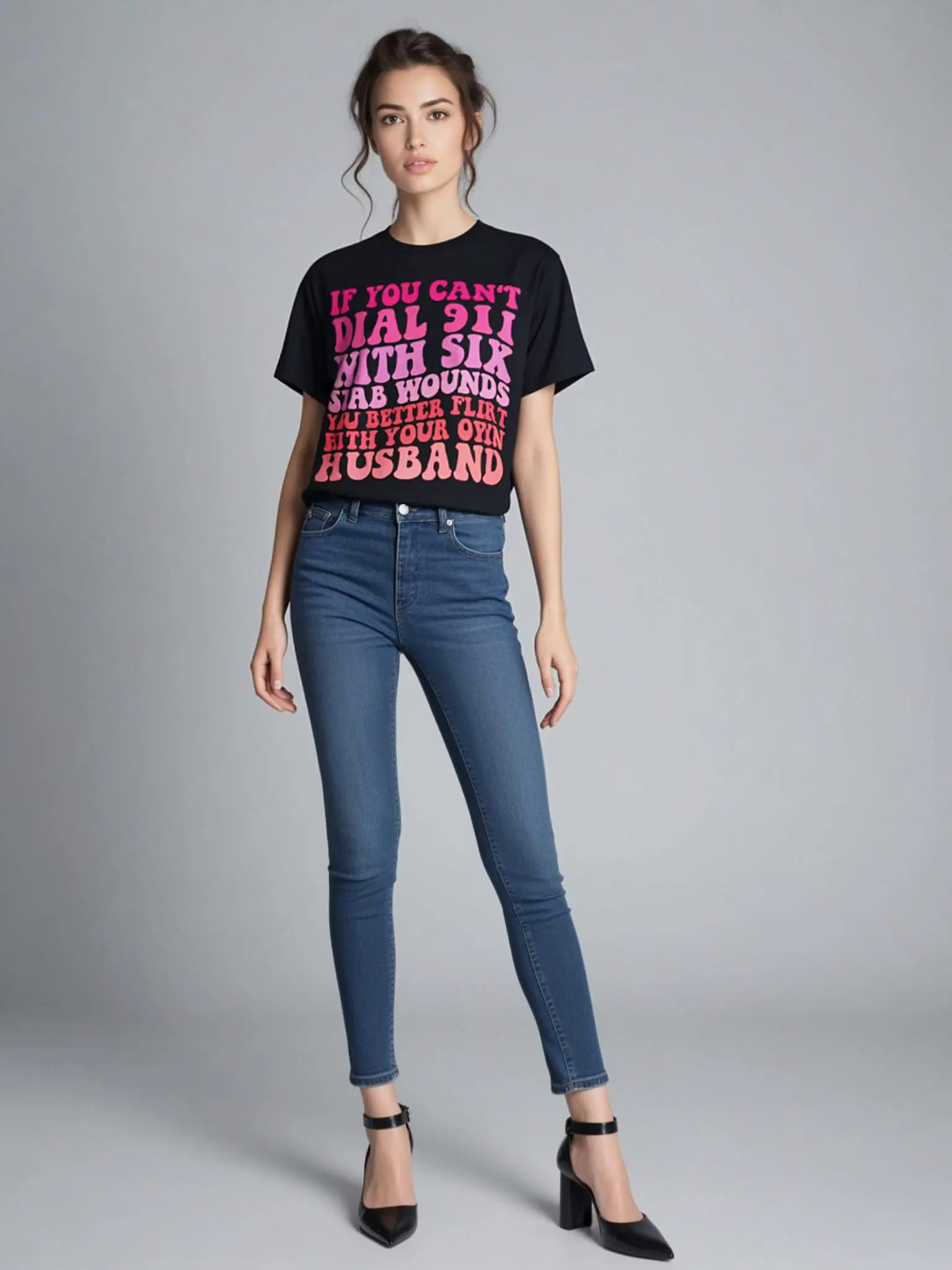 Funny Wife T-Shirt - Marriage Humor Quote "Wife" Print - Black Shirt with Pink Text - Loose Fit Unisex Top - Husband & Wife Couple Gift for Anniversary/Birthday - Comfortable Casual Wear Funny Present for &, PLUS SIZE