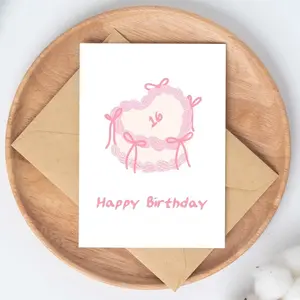 Sweet 16th Birthday Card | coquette birthday pink bow cake | teenage girl gift | sweet sixteen birthday party | cute card for granddaughter