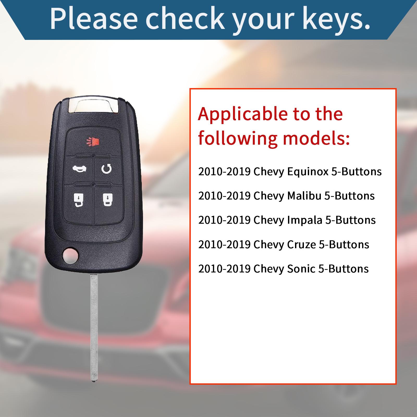 For Chevrolet flip key fob cover case with keychain,genuine leather key Shell/skin,5-Buttons fit chevy Equinox Impala Malibu Camaro Cruze Sonic Terrain Flip Key Vehicle Accessories