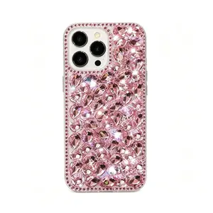 （Case & Nova.） Luxury 3D Bling Rhinestone Diamond Phone Case, Compatible with iPhone 17 Pro Max, 16, 15, 14, 13, 12, Sparkly Shockproof Protective Cover with Wrist Strap Option