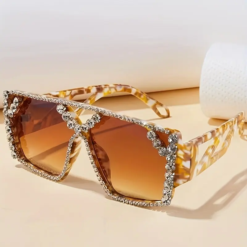 Funky Sunglasses for Women, Oversized Statement Fashion Eyewear with Rhinestones, Ideal for Birthdays, Stylish Accessories