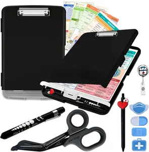 All-in-One Nursing Essentials for Work | Cutest Nursing survival Kit starter pack – Clipboard with Storage, Badge Reel, Pen Light, Sticky Notes, Pen & Cheat Sheet – for Professionals & Students for semester 1,2,3,4,5 and any. Gift for students and nurses.
