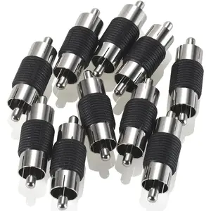 10 Pack RCA Male to Male Coupler Audio Video Adapter Nickel Plated for Phono, Speaker, RCA Cable, Amplifier
