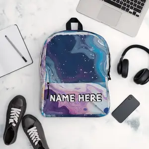 Custom Name Marble Backpack, Personalized Elegant Rucksack, Customized Minimalist School Bag, Abstract Gift, Marble Present
