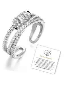 Rotatable Stress Relief Ring for Women, Adjustable Fit Anxiety Relief Ring, Cluster Ring, Birthday Gift, Daughter Jewelry, Christmas Gift, Includes Greeting Card