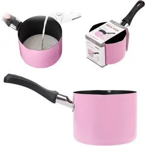 Mini Saucepan 0.5QT Pink Nonstick Butter Warmer with Handle 2 Pour Spouts Multi Milk Pot Stockpot Practical Small Melting Pot