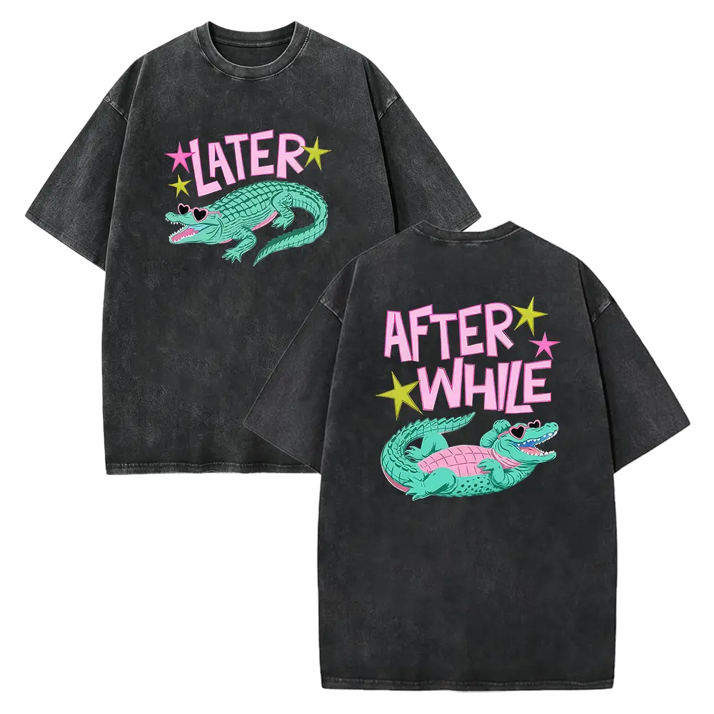 Men's Soft Cotton T-Shirt, Funny Retro "Later Gator, Crocodile" Graphic, Seamless Short Sleeve Casual Wear, Birthday Gift Idea