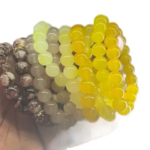 Women's Yellow and Brown Beaded Bracelets (1 per order not a set)