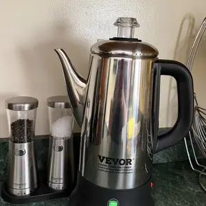 VEVOR 12-Cup Electric Percolator Coffee Pot,  304 Stainless Steel Coffee Percolator with Keep Warm Function & Heat-Resistant Handle, Classic Coffee Maker, Quick Brew & Easy-Pour Spout, Silver