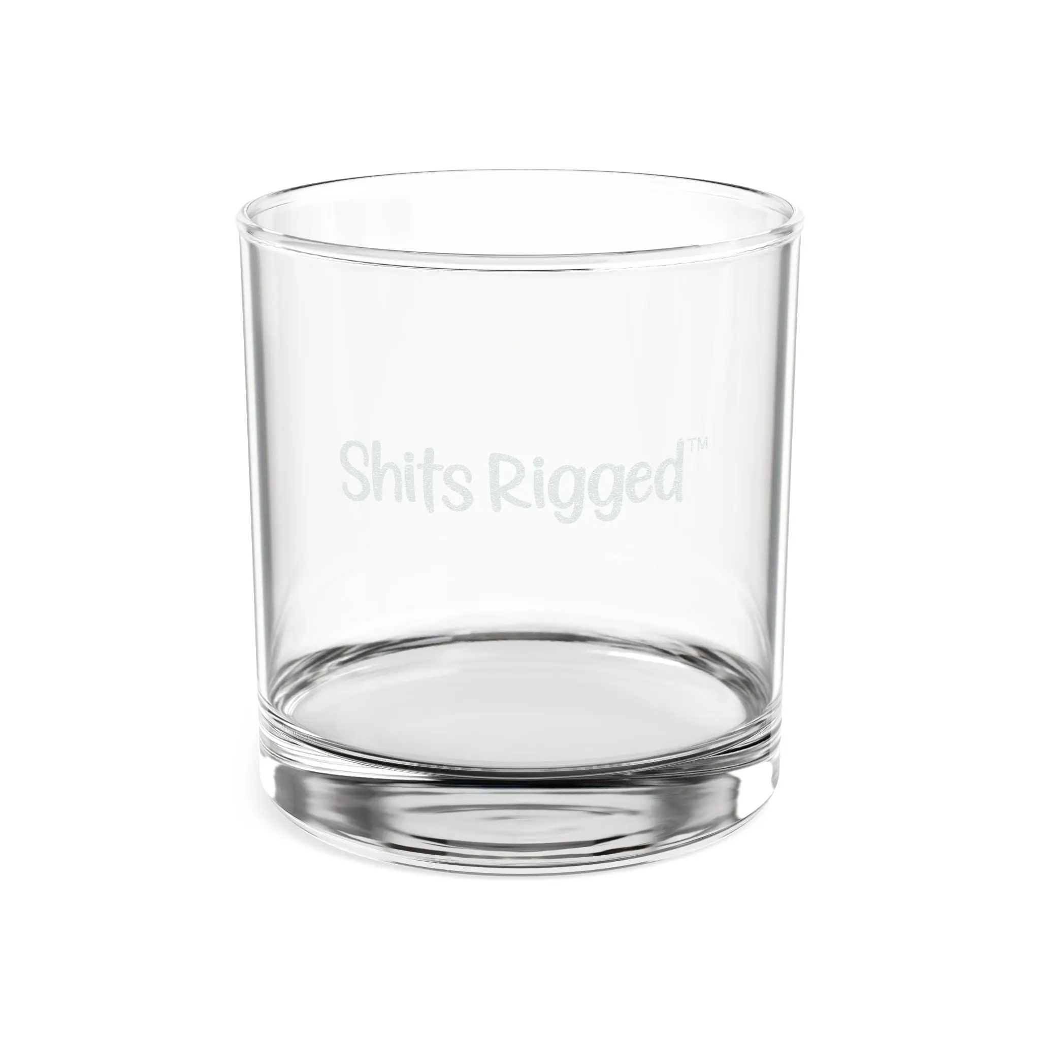 Engraved Whiskey Glass 10.5oz “Shits Rigged” Novelty Rocks Glass, Funny Gag Gift for Whiskey Lovers