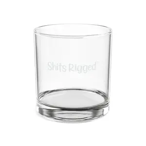 Engraved Whiskey Glass 10.5oz “Shits Rigged” Novelty Rocks Glass, Funny Gag Gift for Whiskey Lovers
