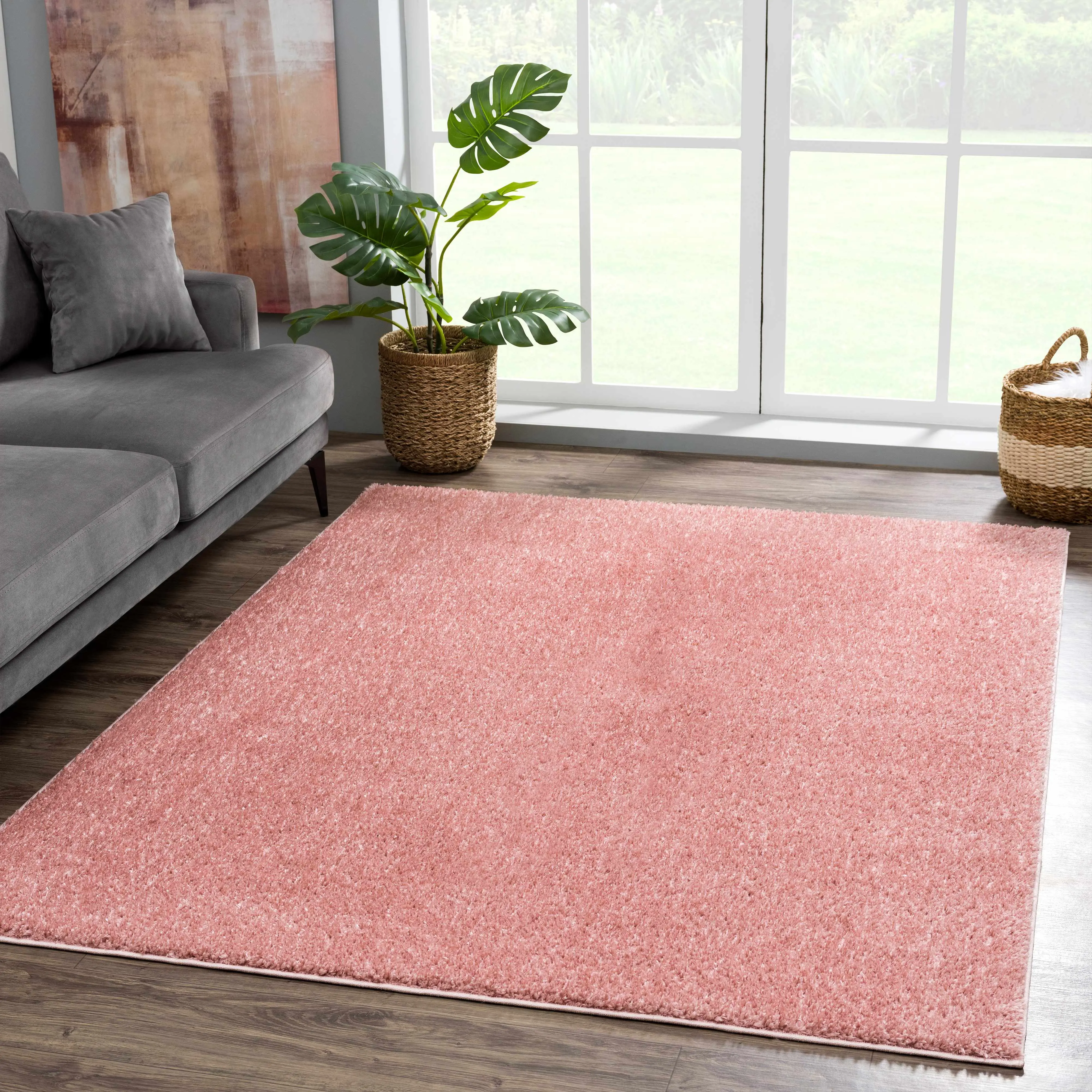 Judy Pink Plush Washable Area Rug - Home Decor Rug, Clearance