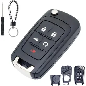 Key Fob Case Cover Replacement Fits for Chevy Cruze Camaro Impala Equinox GMC Terrain Buick Regal Lacrosse 2010 2011 2012 2013 2014 2015-2017 Keyless Entry Remote Control Key Fob Shell