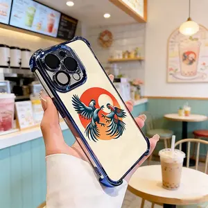 Mexican Gamefowl Rooster Latin Retro Phone Case Aesthetic Electroplated TPU Cover for iPhone 17 16 15 14 13 12 11 Pro Max Plus Samsung S25 Four-Corner Shockproof Transparent Soft Case  L1770