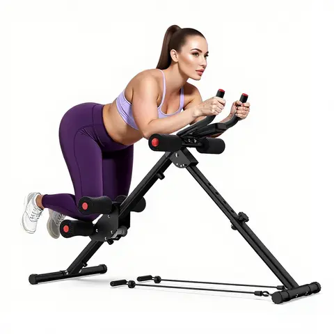 RELIFE Ab Machine & Core Trainer - Adjustable Heavy-Duty Steel Frame Abdominal Core Equipment, Foldable LCD Display Gear with Adjustable Height Levels, 440 lbs Capacity, Easy to Use and Store for Accelerating Strengthening & Deep Abdominal Training
