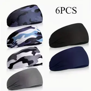 6pcs Outdoor Fitness Sweat Absorber Headbands, Sports Hairbands, Men's and Women's Yoga Headbands, Running Headband, Sweatwicking Design, Performance Headbands, Moisturewicking Fabric, Fitness Hair Band, Exercise