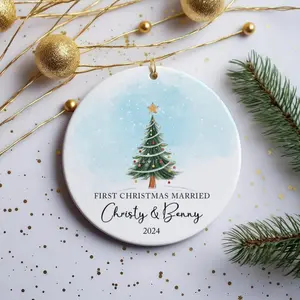 First Christmas Married Ornament, Mr and Mrs Ornament, Personalized Wedding Gift, Newlywed Christmas Gift, Wedding Christmas Ornament