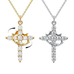 Simple Crown Cross Pendant Necklace - Fashionable Jewelry Accessory for Women, Elegant Design, Perfect Gift for Girlfriend, Versatile for Casual & Formal Wear  Black necklace new gift  jewelry