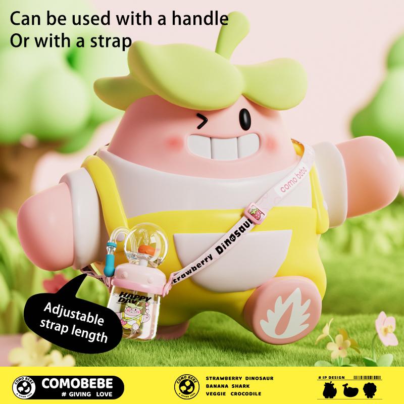 【COMOBEBE】10oz Spill-Proof Tritan Rocket Ship & Whale Fountain Sippy Cup – BPA-Free, Soft Straw, Fun Spray Design, Dishwasher Safe, Perfect for Kids