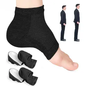 Low-Cut Elevator Socks with Non-Slip Insoles - 2.5/3.5cm Discrete Height Boost, Thickened Heel Pads for Men & Women, Comfort & Support Black Fits Elastic