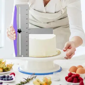 Professional Baking Ruler, Stainless Steel Cake Measuring Tool, Dual Design for Precision Decorating, Durable Kitchen Accessory