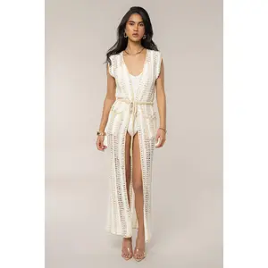 Ivory/Beige Marcelle Crochet Maxi Dress