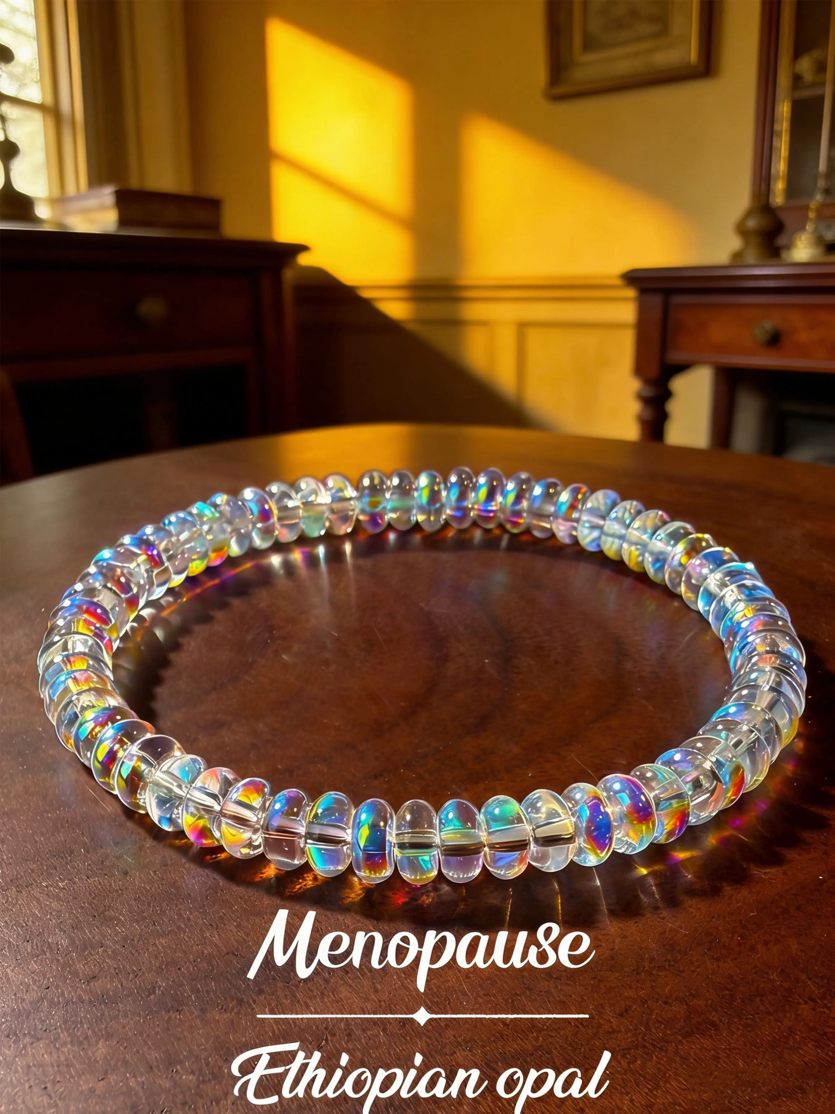 1 pc Menopause Simulated Moonstone Bracelet, Bangle Bracelet, Adjustable Minimalist Bangle, Stretchable Elastic Cord Jewelry, Helps Maintain Emotional Balance, Adjustable Bangles, Women's Accessory
