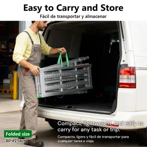 Sekam Work Platform 71"x15" Portable Scaffolding Platform Folding Steel Step Ladder Adjustable Height 35.4"-59.1" 800 lbs Load Capacity Non-Slip Drywall Painting Stool for Cleaning & Washing DIY Tools Home Improvement