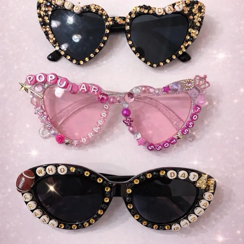 Custom Rhinestone Sunglasses | Glam Statement Sunnies | Personalized Beaded Glasses | Game Day, Bachelorette, Gifts