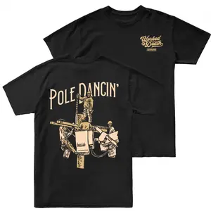 Pole Dancin Lineman Graphic T Shirt, 2 Sides Electrical Worker Tee, Funny Lineman Shirt, Utility Worker Humor Tee, Soft Cotton Blend T Shirt, Power Line Worker Gift for Men