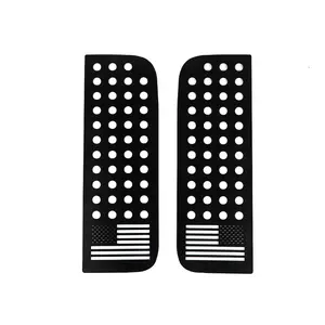 Aluminum Alloy Rear Door Window Decals for 2018+ Jeep Wrangler JLU & Gladiator JT 4-Door Glass Panel Trim Cover with American Flag Design High-Quality UV Resistant Polyurethane Coating Easy DIY Installation