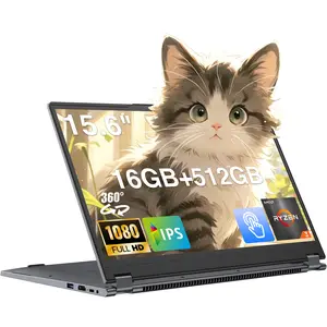 TPV 2-in-1 Convertible Laptop Computer - 15.6 in FHD 1920x1080 360° Rotating Touchscreen, AMD Ryzen R3 3200U, AMD Radeon Graphics, 16GB DDR4 RAM, 512GB SSD, WiFi 5, Backlit Keyboard