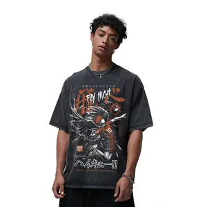 Men's Thick Ribbed Short-Sleeve Haikyuu Anime Print T-Shirt, 100% Cotton Vintage Wash, Oversized Round Neck, Breathable Casual Streetwear, Hinata Shoyo Front Print Volleyball Tee, ACGN Peripherals Menswear Gift SummerVibes