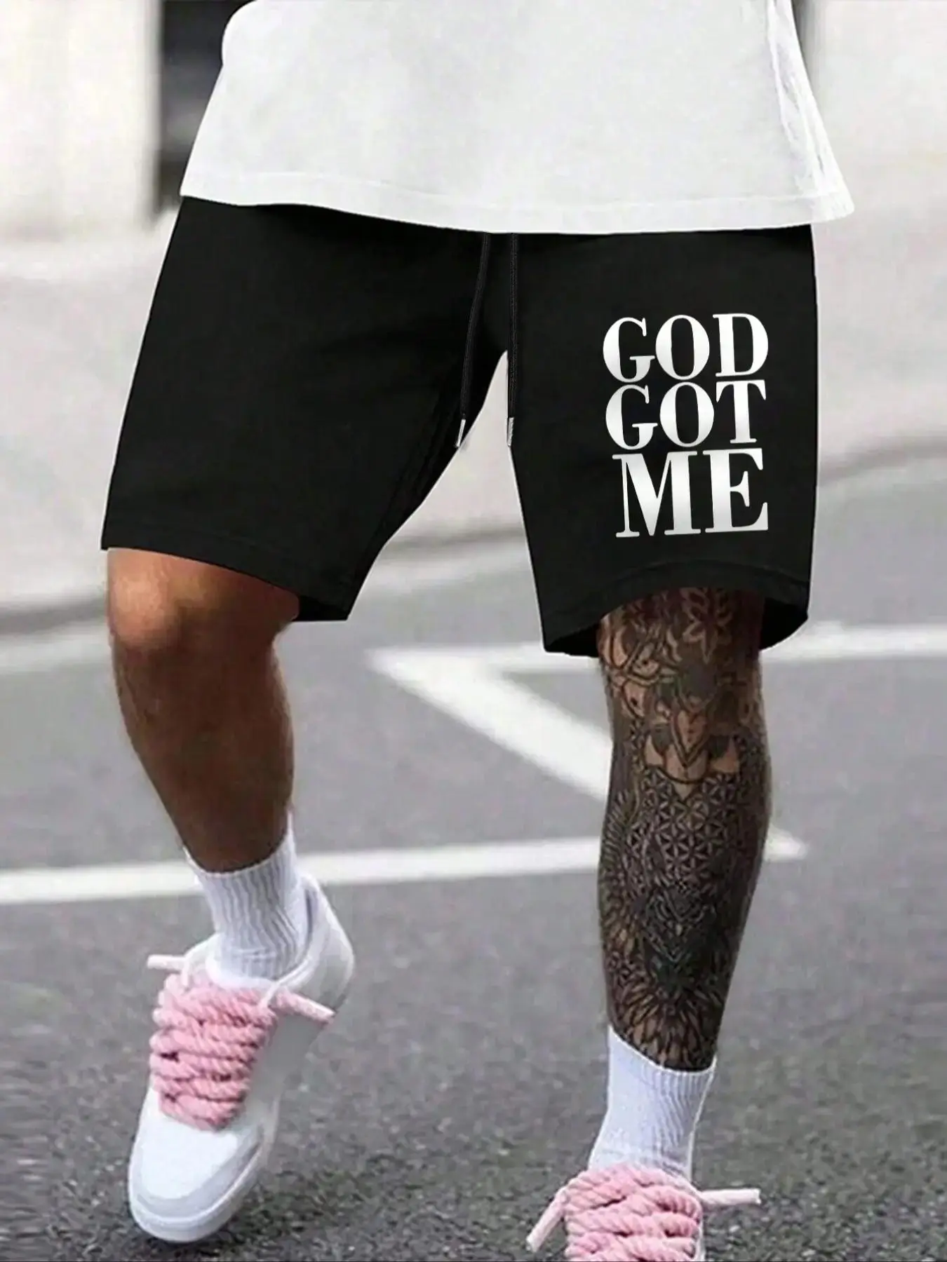 Men's Letter Print Drawstring Waist Shorts, Regular Fit Casual Pocket Shorts for Summer, Men's Bottoms for Daily Wear